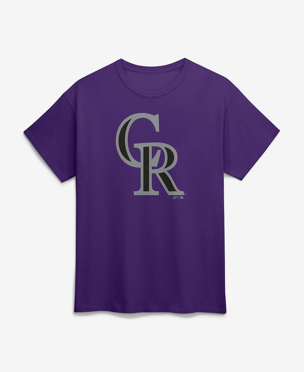 Мужская футболка Logo Athletic Men's Purple Colorado Rockies Official Logo T-Shirt