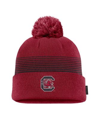 Мужская шапка Nike Garnet South Carolina Gamecocks 2026 On-Field Peak Cuffed Knit с помпоном