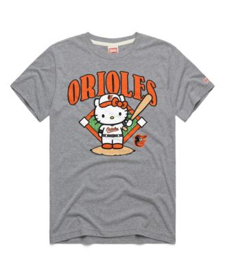Мужская и женская футболка Homage Baltimore Orioles Hello Kitty Tri-Blend серая