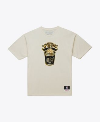 Mitchell & Ness Мужская кремовая футболка New York Knicks 2026 NBA Finals Champions Gold Coffee Cup