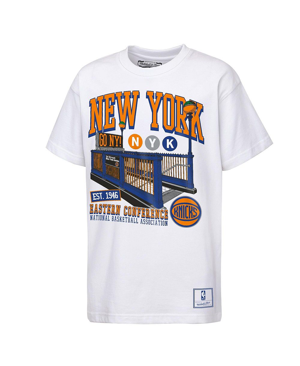Футболка Mitchell & Ness White New York Knicks Take The Subway для мальчиков и девочек