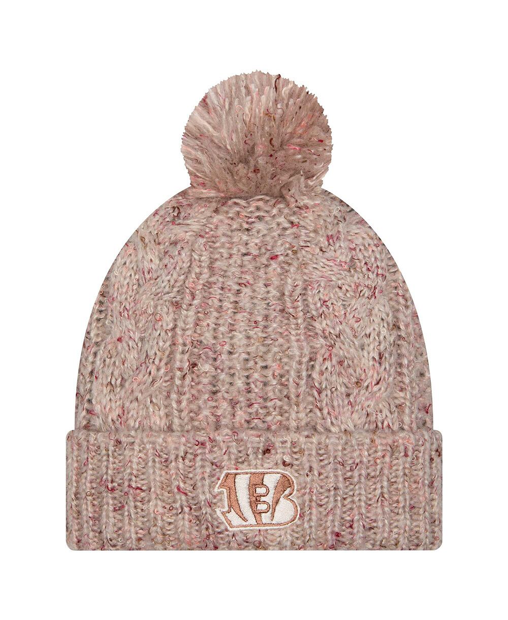New Era Women's Stone Cincinnati Bengals Trendy Tone Cuffed Knit Hat with Pom