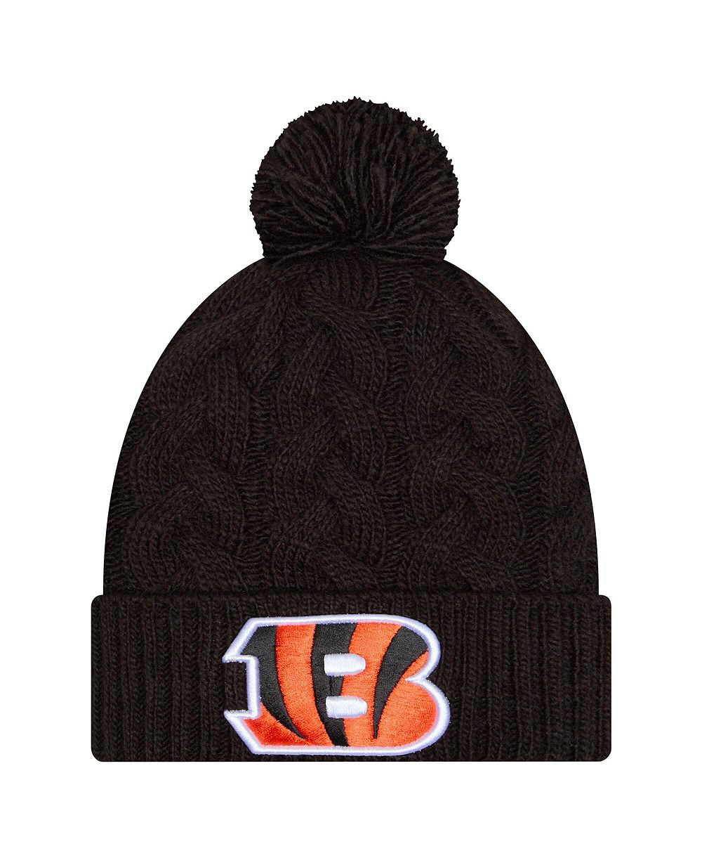 New Era вязаная шапка с помпоном для девочек, черная Cincinnati Bengals