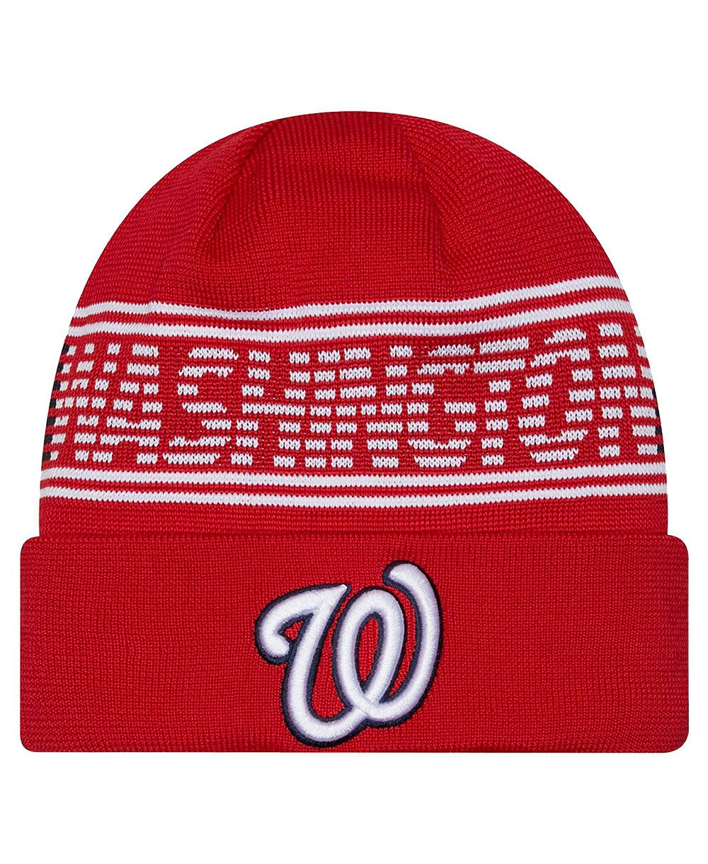 Мужская вязаная шапка New Era Red Washington Nationals Authentic Collection