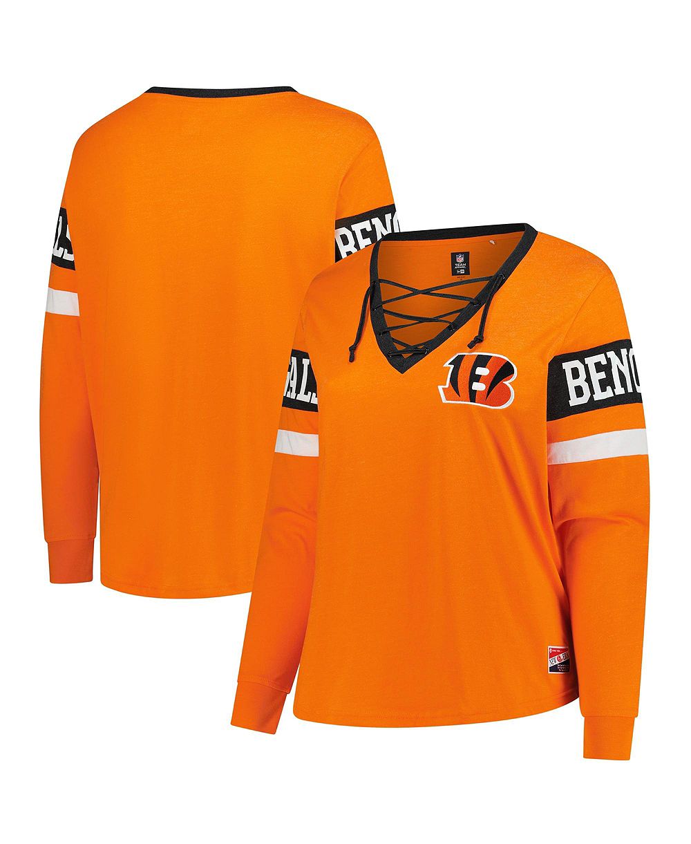 New Era Женская футболка с длинным рукавом из хлопково-смесовой ткани, Plus Size, Cincinnati Bengals