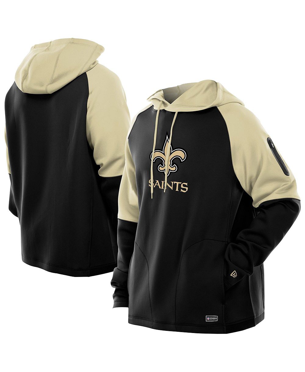 Мужское худи New Era Black New Orleans Saints Combine Authentic Color Block Raglan Pullover