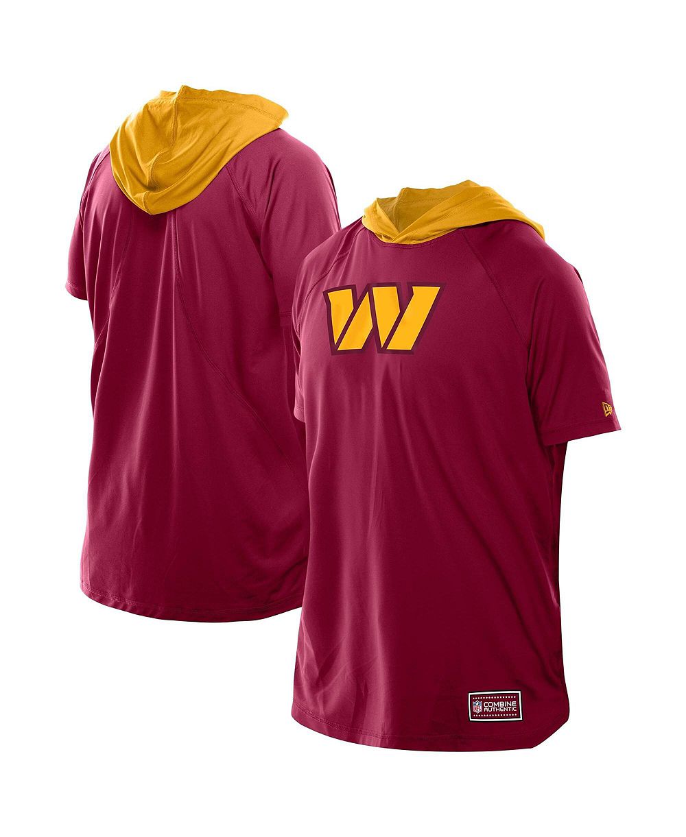 New Era Мужской Scarlet Washington Commanders Combine Authentic Hooded Raglan Short-Sleeve T-Shirt