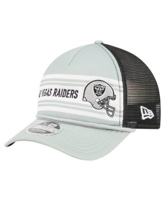 New Era Men's Silver Las Vegas Raiders Linear A-Frame 9FORTY Adjustable Hat