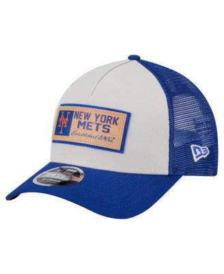 New Era Men's Stone/Royal New York Mets Text A-Frame Trucker 9FORTY Hat