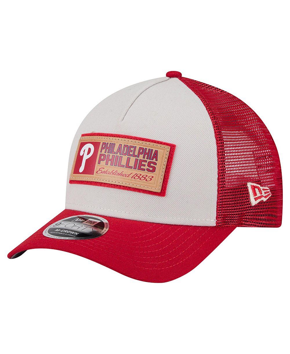 Кепка New Era Men's Stone/Red Philadelphia Phillies Text A-Frame Trucker 9FORTY