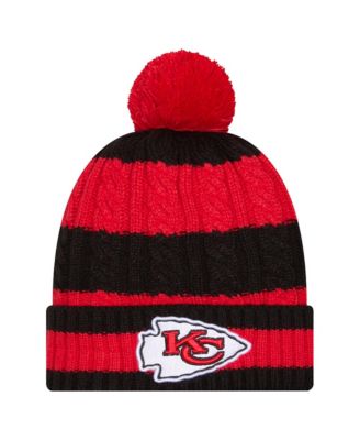 New Era Women's Red Kansas City Chiefs Braided Cuffed Knit Hat with Pom