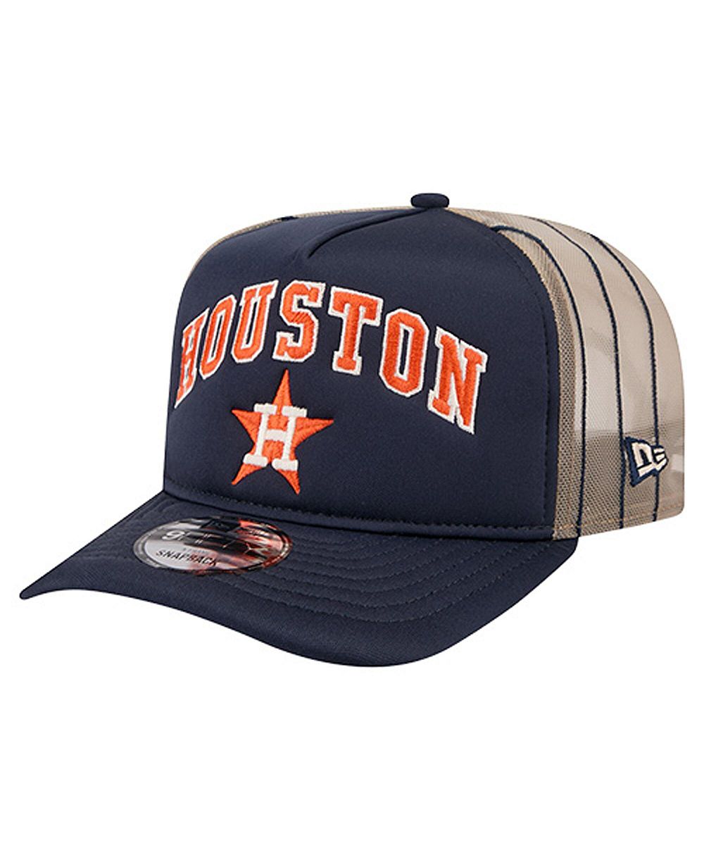 New Era Men's Navy Houston Astros Vintage Arched Foam Front 9FIFTY A-Frame Adjustable Trucker Hat