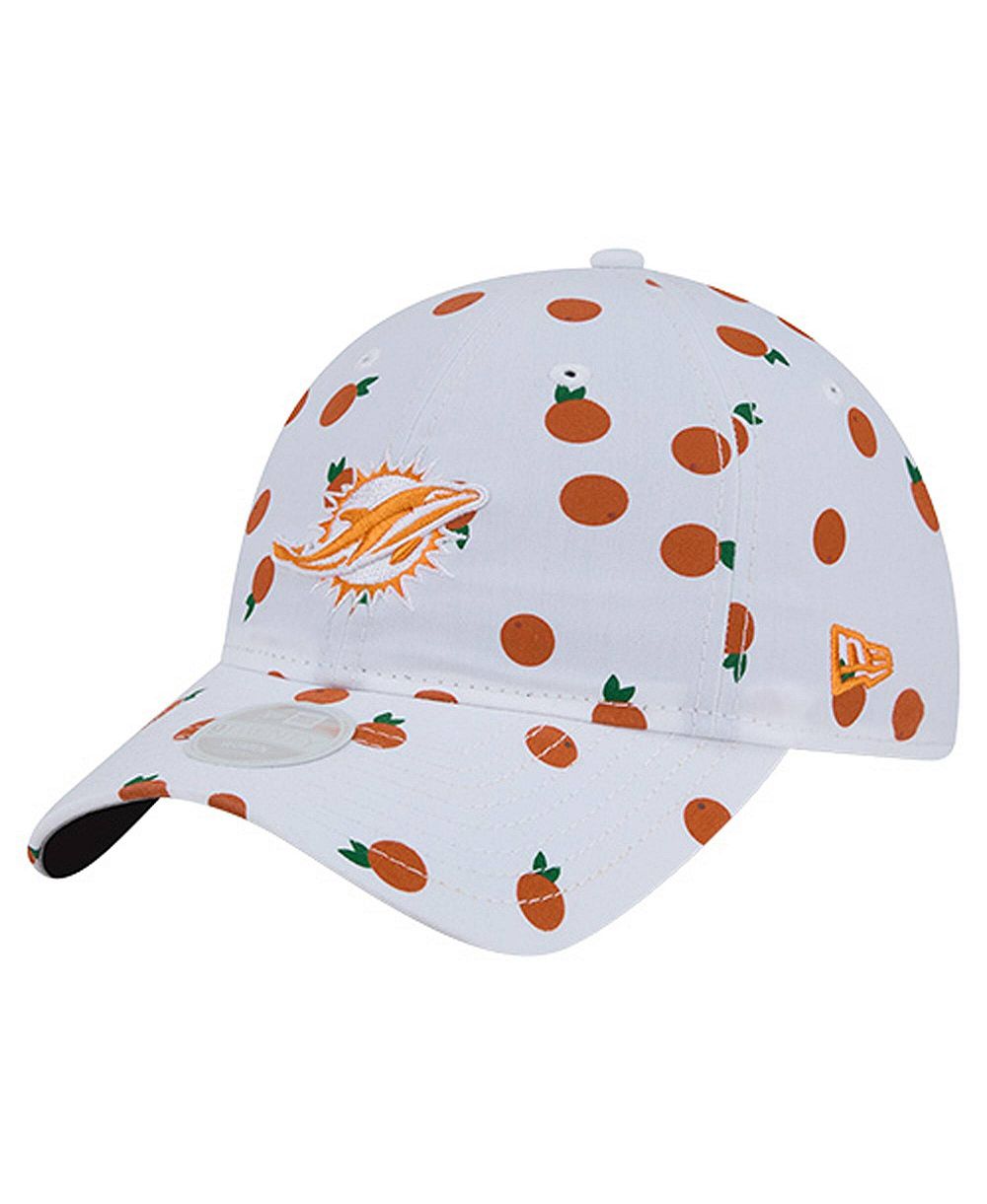 Женская регулируемая кепка New Era White Miami Dolphins Fruit Pattern 9TWENTY