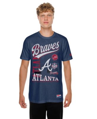 Футболка New Era Men's Navy Atlanta Braves Oversized Throwback Distressed