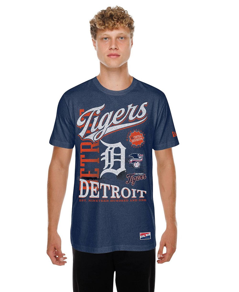 Мужская футболка New Era Navy Detroit Tigers Oversized Throwback Distressed T-Shirt