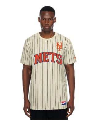New Era Men's Cream New York Mets Throwback Meshback Pinstripe T-Shirt