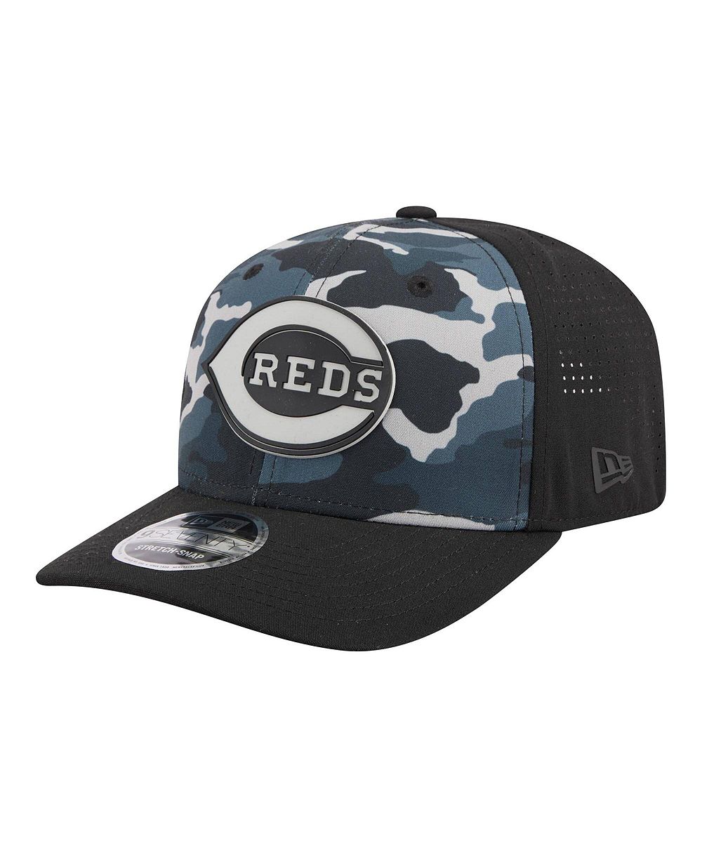 Мужская кепка New Era Black Cincinnati Reds Tonal Camo 9SEVENTY Stretch-Snap