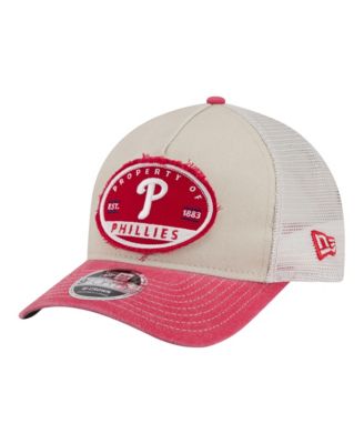Мужская кепка New Era 9FORTY Trucker регулируемая, светло-бежевый/красный Philadelphia Phillies Frayed M-Crown A-Frame