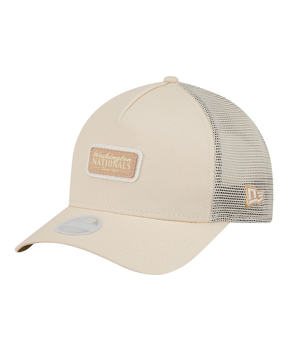 Женская кепка New Era Light Beige Washington Nationals Tonal Patch 9FORTY M-Crown A-Frame Trucker регулируемая