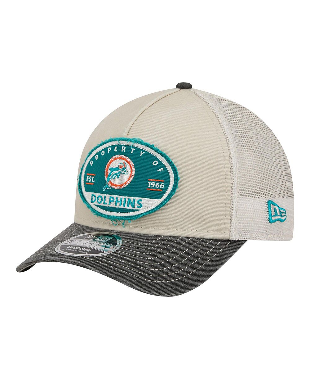 Мужская кепка New Era Natural Miami Dolphins Frayed M-Crown A-Frame 9FORTY регулируемая
