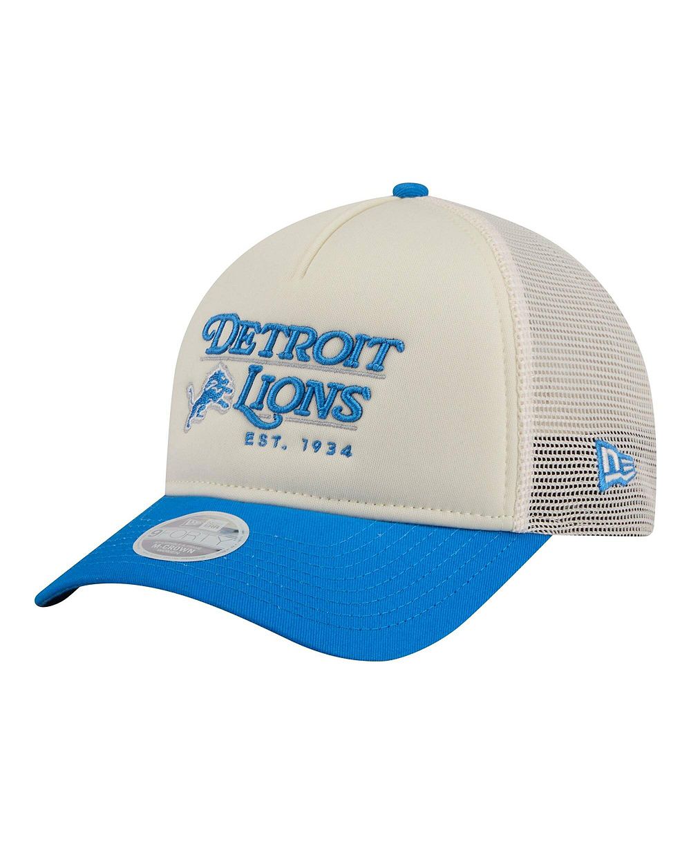 Женская кепка New Era Cream/Blue Detroit Lions Retro A-Frame 9FORTY регулируемая