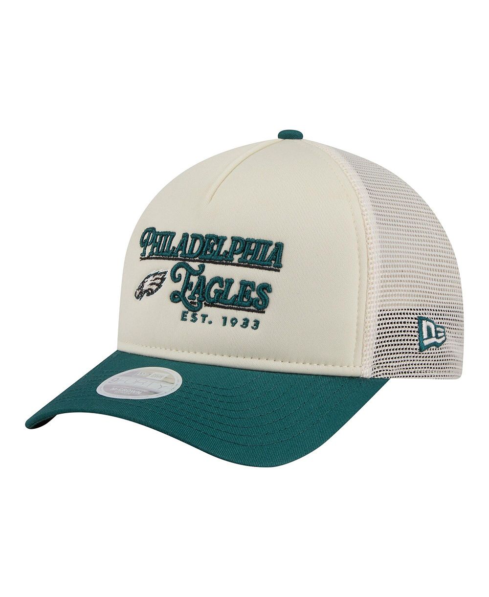 New Era Женская кепка Cream/Green Philadelphia Eagles Retro A-Frame 9FORTY Adjustable