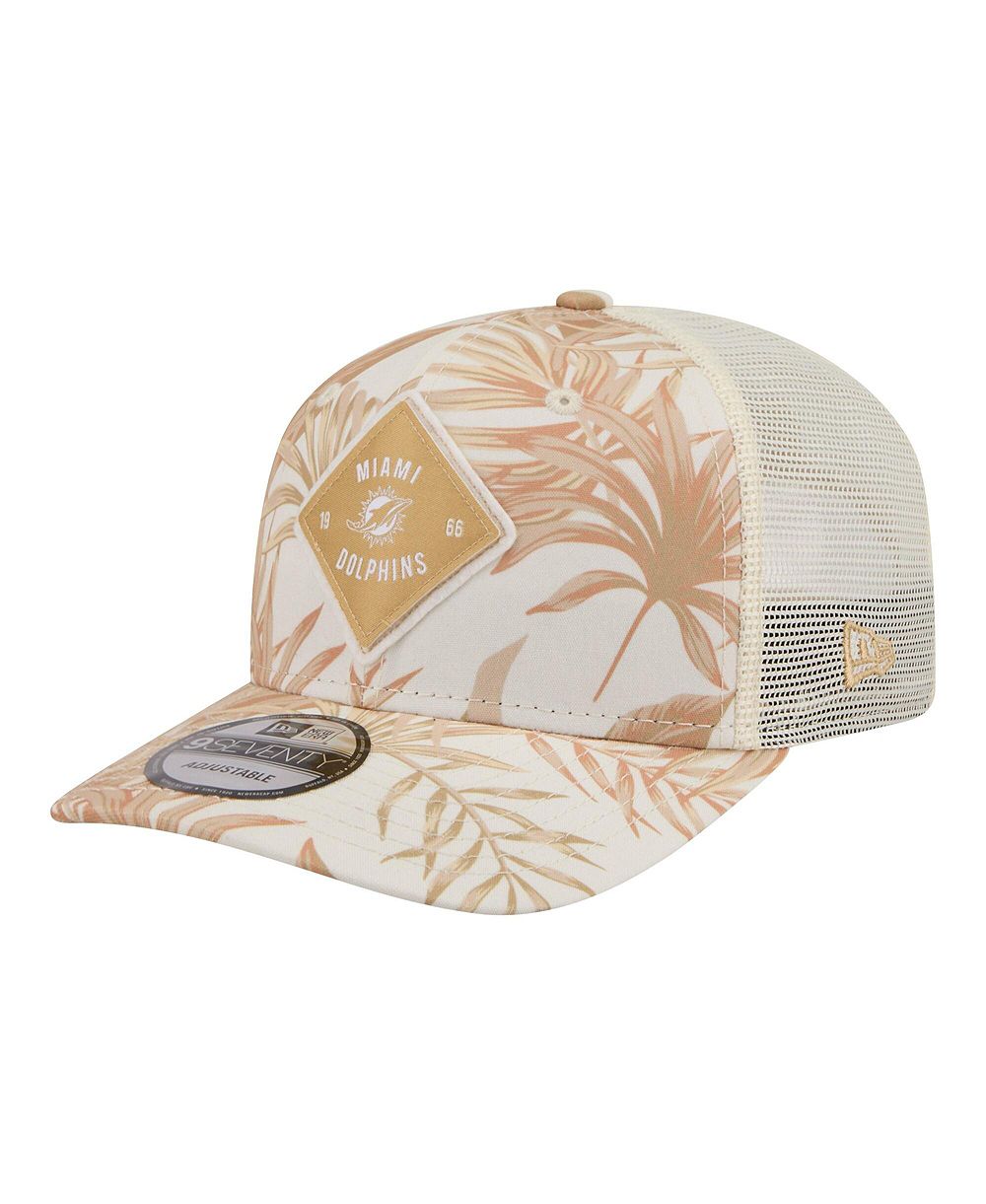 Мужская кепка New Era Men's Tan Miami Dolphins Tonal Palm COOLERA 9SEVENTY Adjustable Trucker Hat