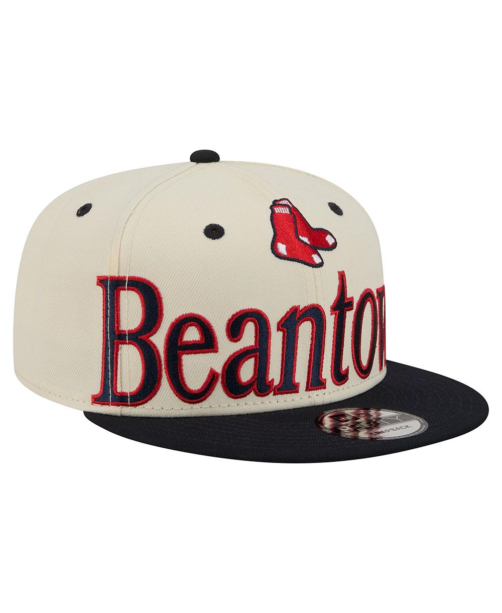 Мужская бейсболка New Era Boston Red Sox Cream Oversized Slogan 9FIFTY Snapback