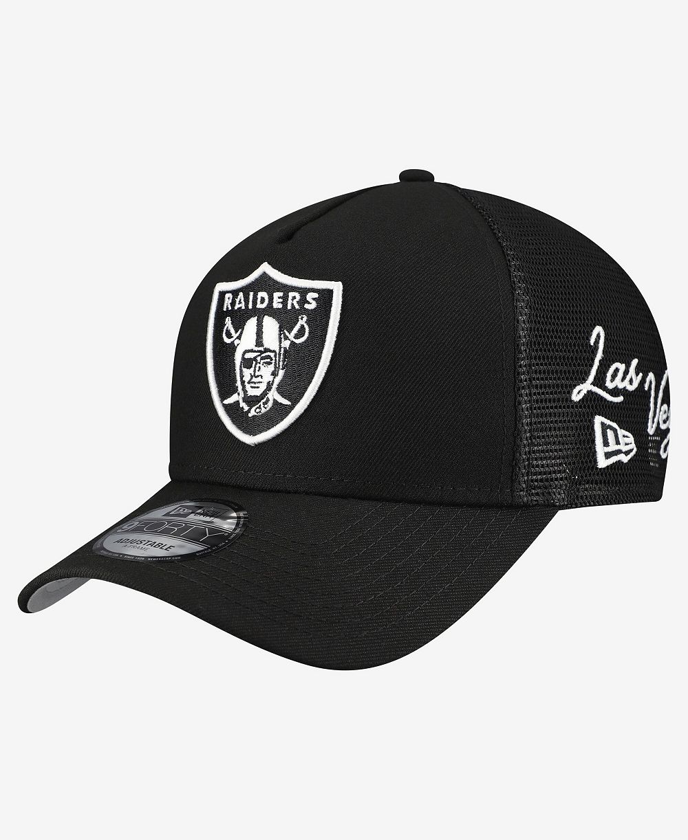 New Era Men's Black Las Vegas Raiders City Script 9FORTY A-Frame Adjustable Hat