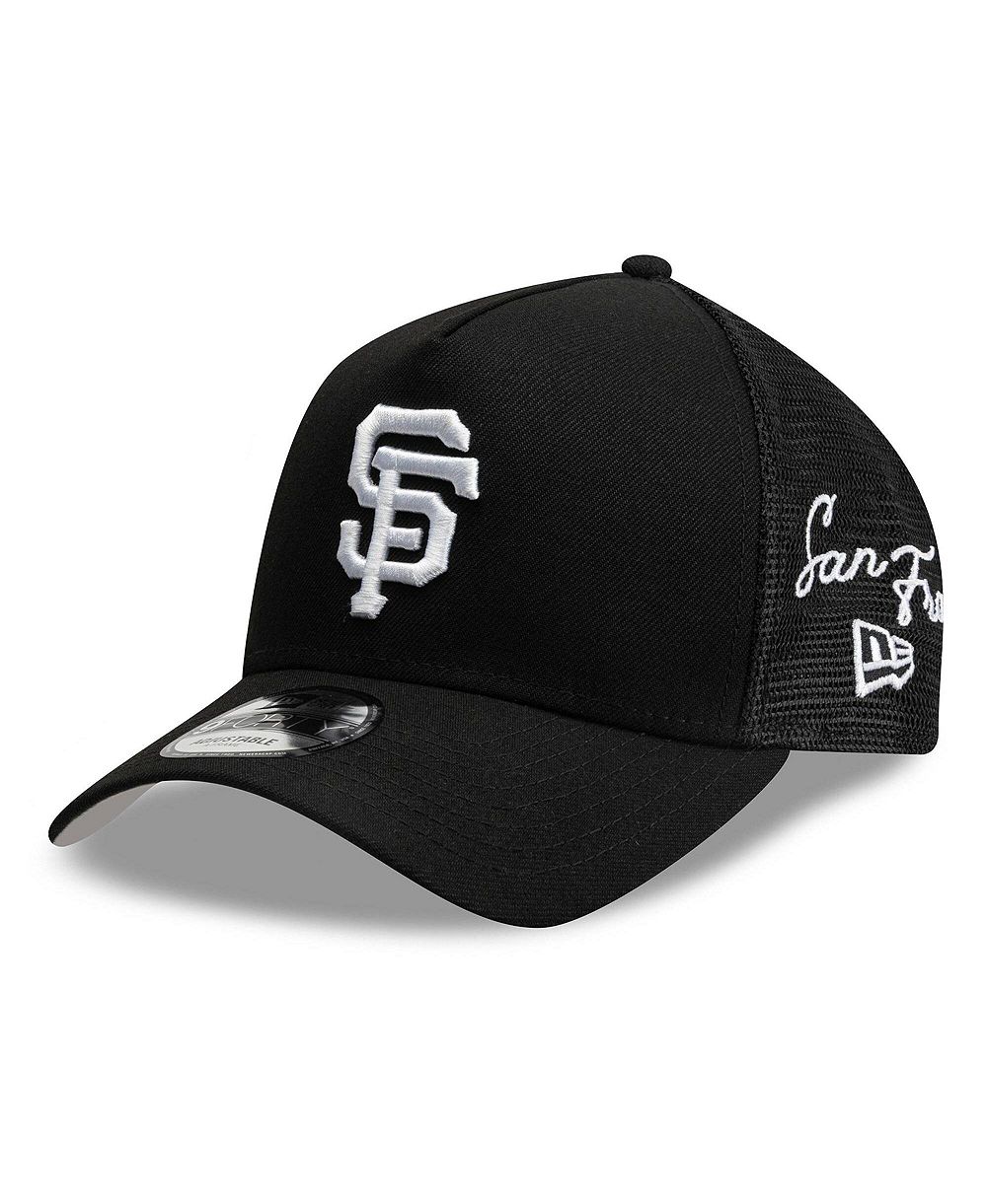 Мужская черная регулируемая кепка-тракер New Era San Francisco Giants Side Script 9FORTY A-Frame