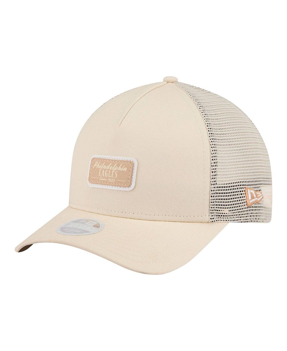 Кепка New Era Women's Cream Philadelphia Eagles Tonal Patch M-Crown A-Frame 9FORTY Trucker Adjustable
