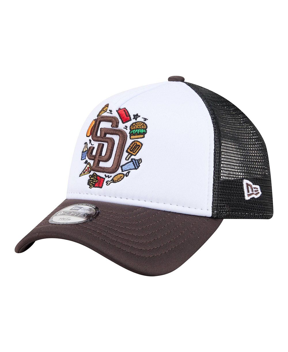 Детская кепка New Era White/Brown San Diego Padres Food A-Frame 9FORTY Trucker