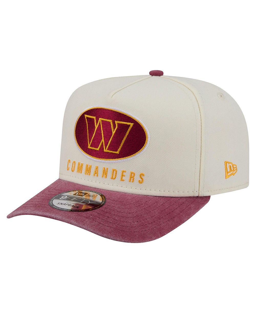 Мужская кепка New Era Washington Commanders Washed A-Frame 9FIFTY Snapback кремового/бордового цвета
