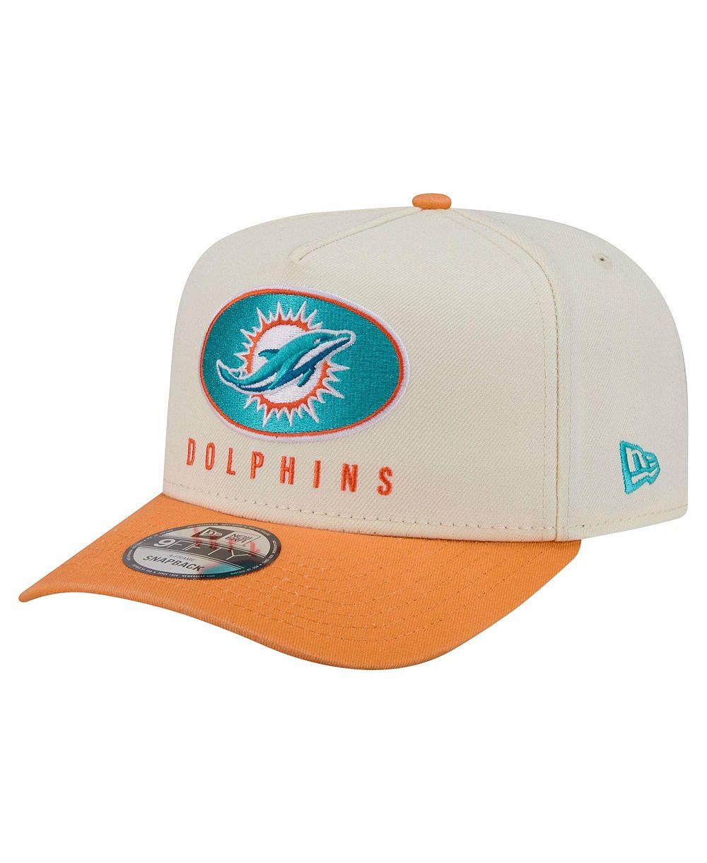 Кепка New Era Men's Cream/Orange Miami Dolphins Washed A-Frame 9FIFTY Snapback