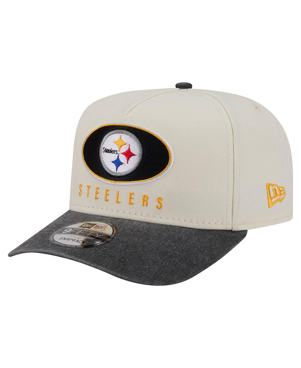 Мужская кепка New Era Cream/Black Pittsburgh Steelers Washed A-Frame 9FIFTY Snapback