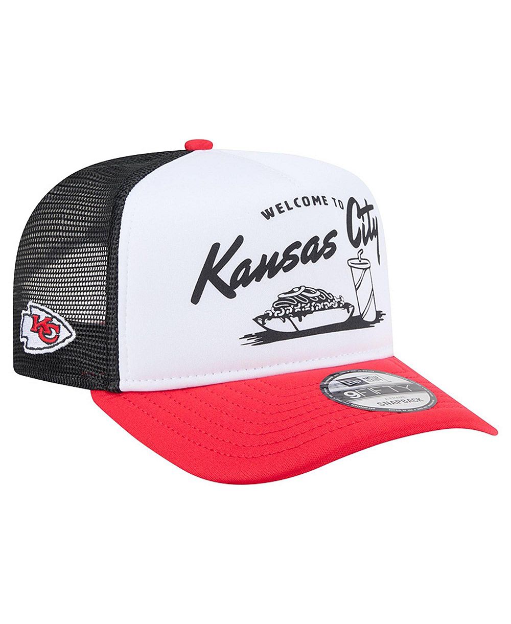 Мужская бейсболка New Era Kansas City Chiefs White/Red 9FIFTY A-Frame Trucker Snapback