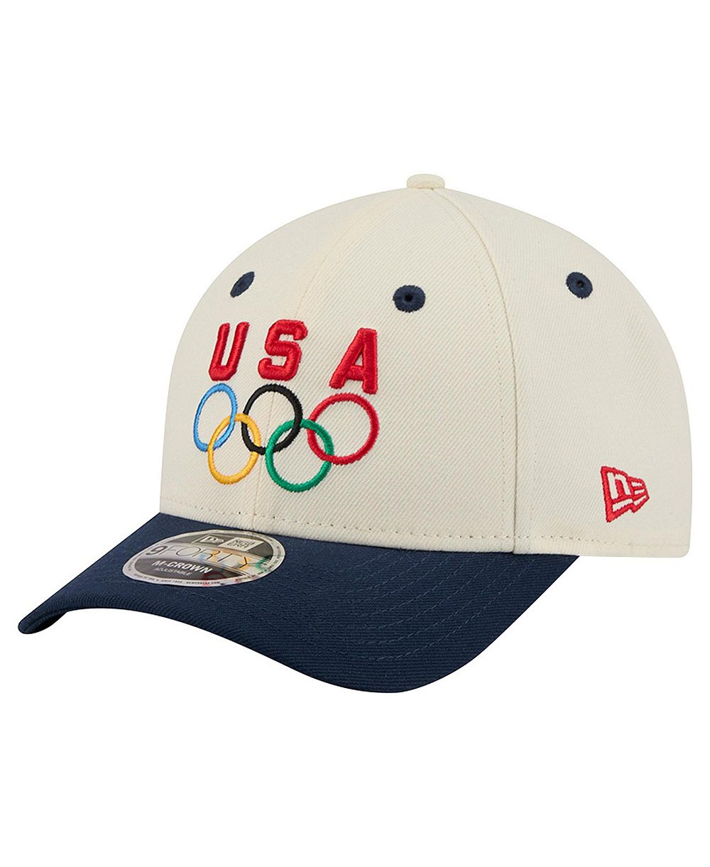 New Era Men's Cream/Navy Team USA 9FORTY M-Crown Adjustable Hat