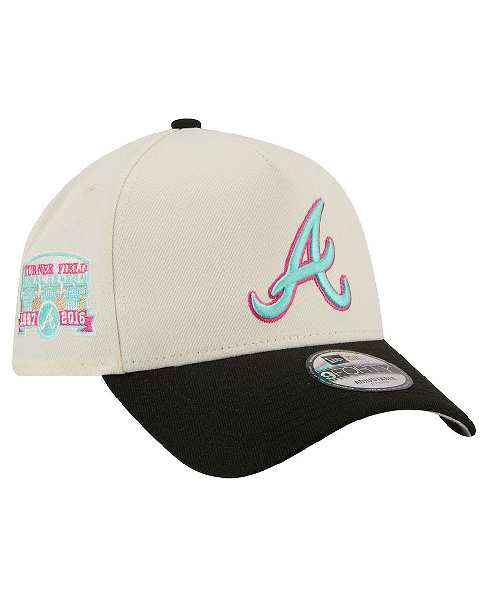 Мужская кремовая кепка New Era Atlanta Braves Stadium Chrome 9FORTY A-Frame Adjustable Hat