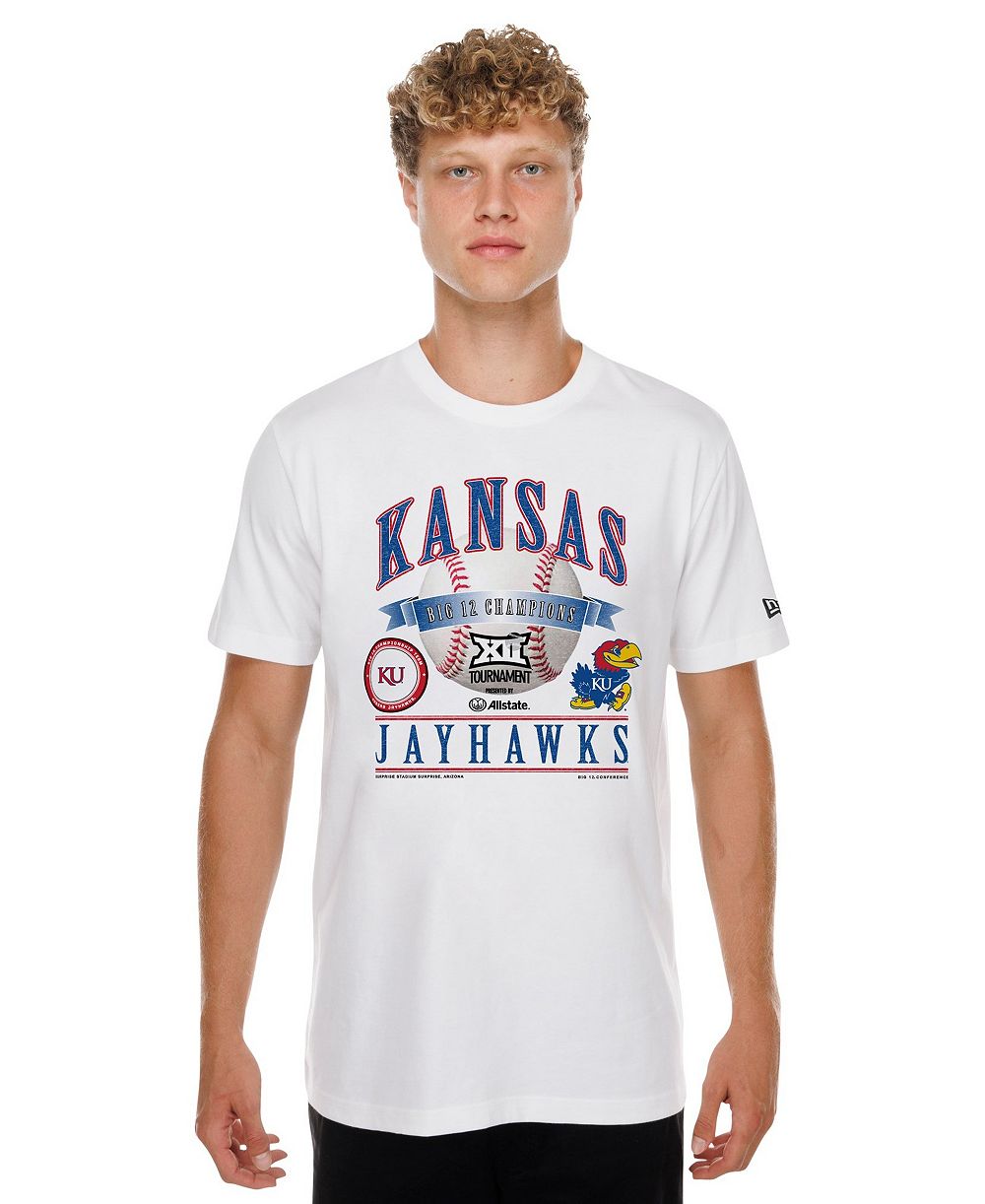 Мужская футболка New Era White Kansas Jayhawks 2026 Big 12 Baseball Tournament Champions Locker Room