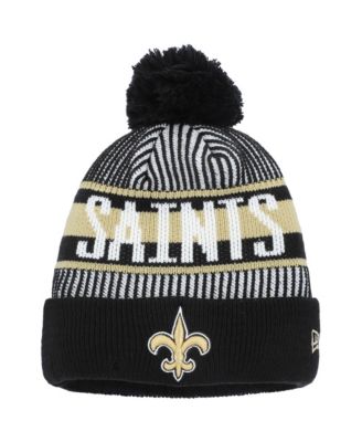 Вязаная шапка New Era Big Boys and Girls Black New Orleans Saints Striped Cuffed с помпоном