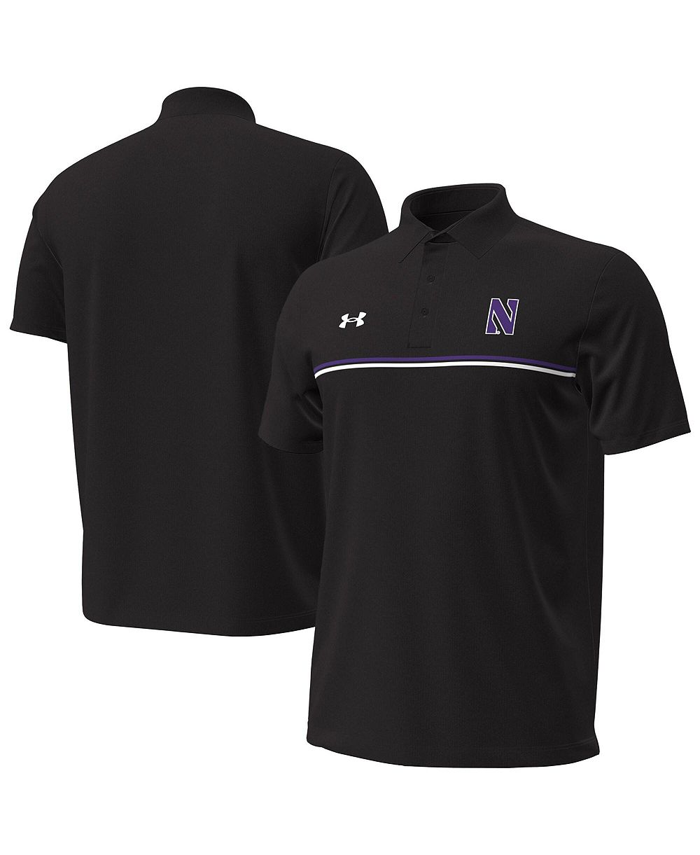 Under Armour Men's Black Northwestern Wildcats Performance Drive Chest Stripe Polo Shirt