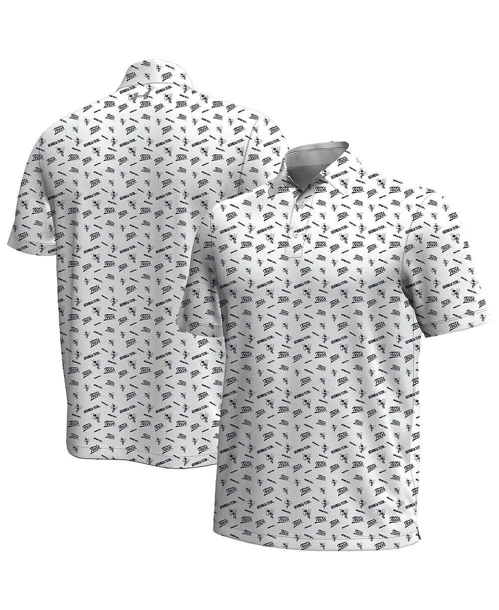 Мужская рубашка-поло Under Armour White Georgia Tech Yellow Jackets Gameday Armourfuse