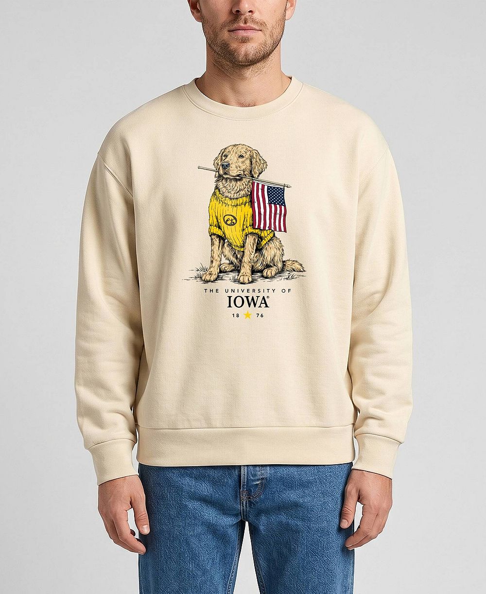 Свитшот Uscape Apparel Men's and Women's Cream Iowa Hawkeyes Americana Good Boy Ribbed Premium