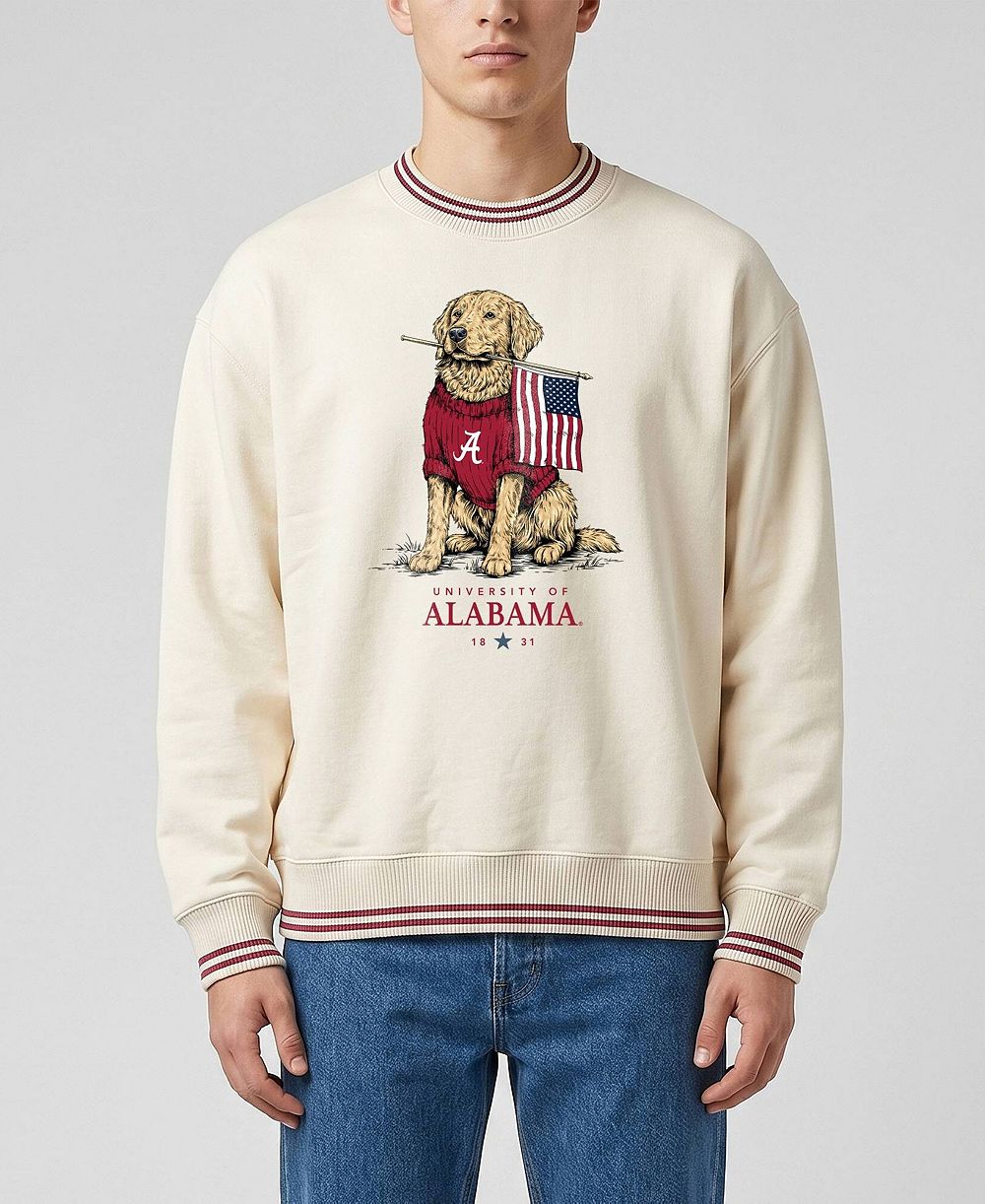 Мужской и женский премиум свитшот Uscape Apparel Alabama Crimson Tide Americana Good Boy в кремовом цвете