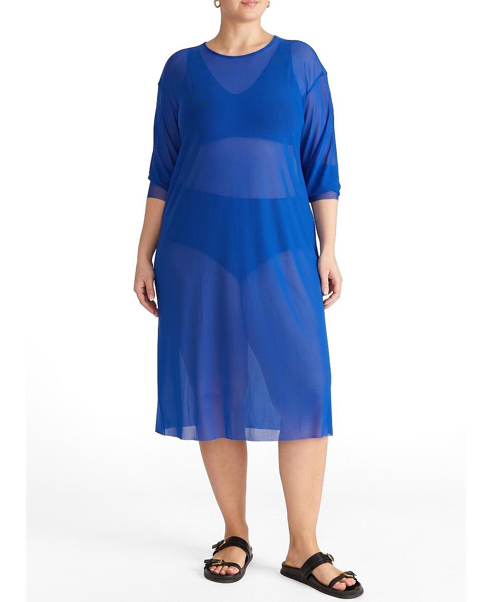 Женское платье Universal Standard Plus Size Thames Fog из прозрачной сетки с цветочным принтом