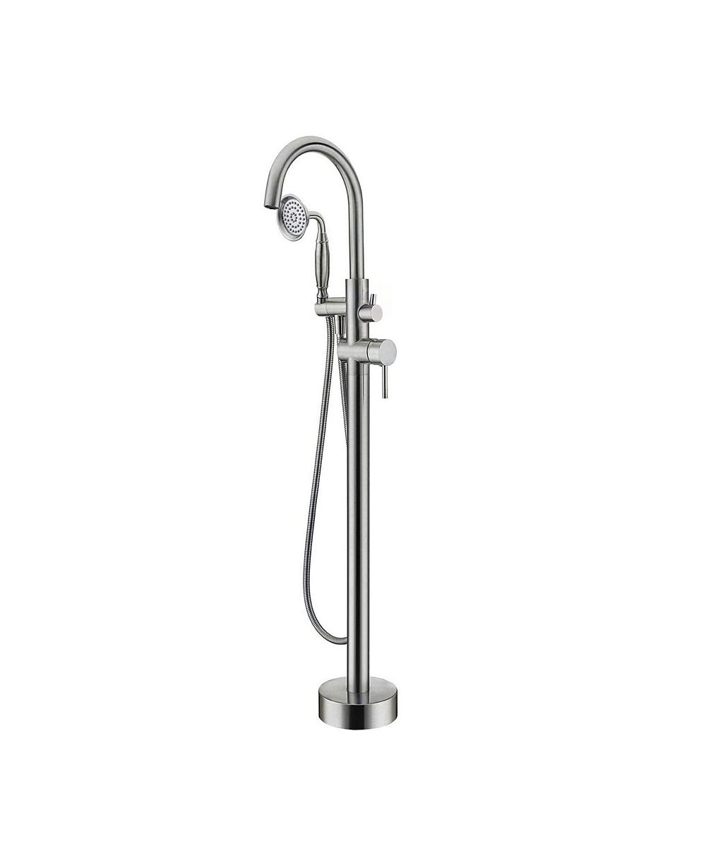 Смеситель BUSDAYS Freestanding Bathtub с ручным душем, Swan Neck Spout Brushed Nickel Solid Brass