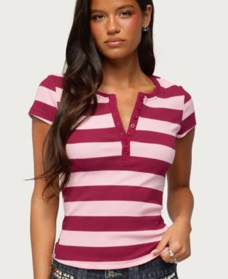 Женский топ Edikted Womens Rhianon Striped Henley
