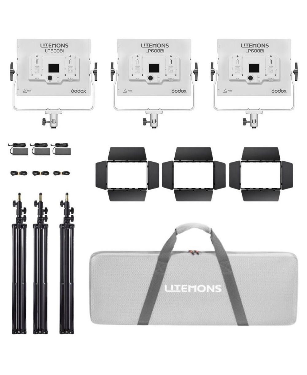 Godox Litemons LP600Bi Bi-Color Bluetooth-Controlled 60W LED 3-Light Panel Kit