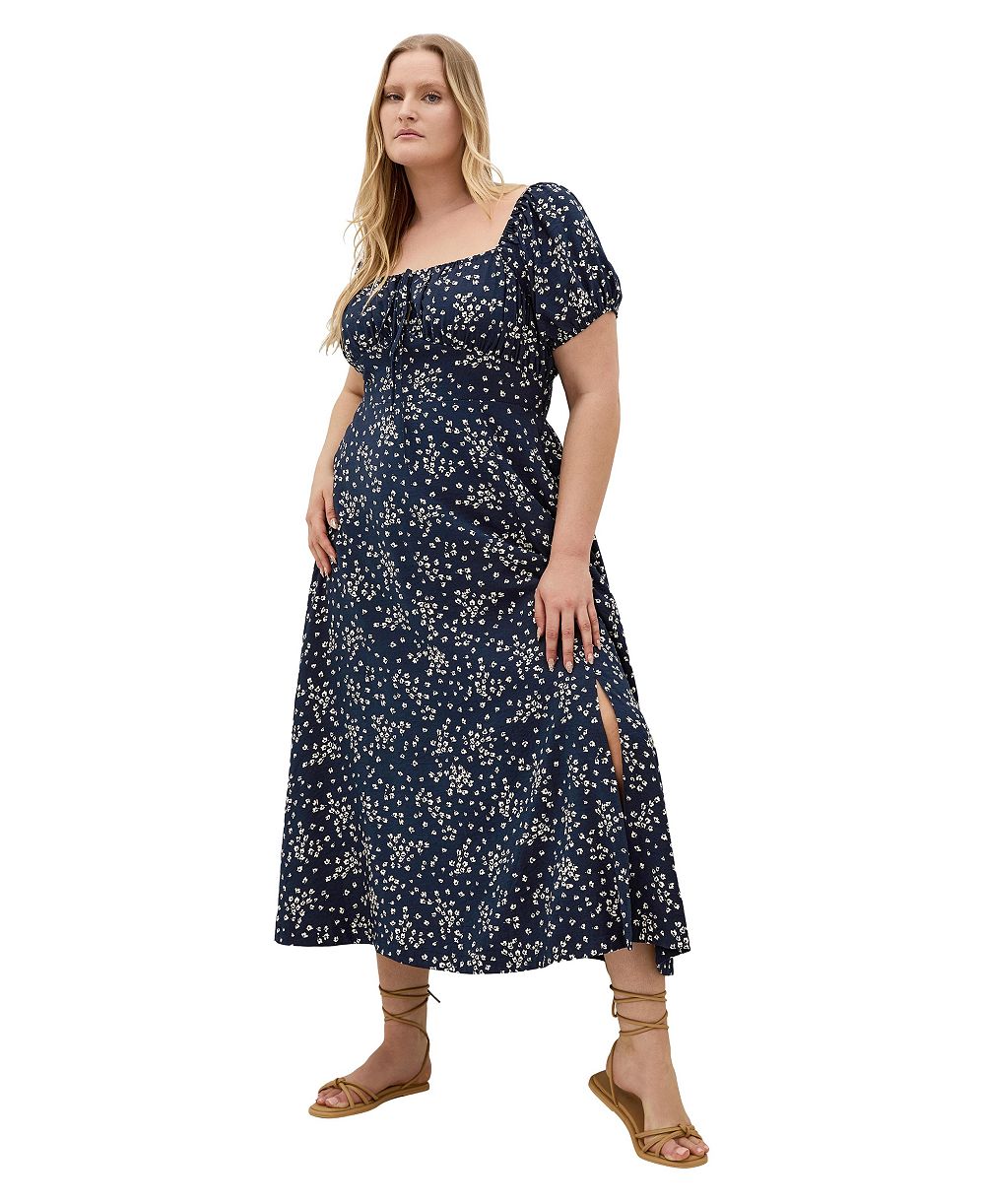 CITY CHIC женское длинное платье с цветочным принтом и короткими рукавами, размер Plus
