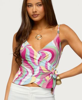 Женский топ Edikted Galie Sleeveless V-Neck Abstract-Print Wrap